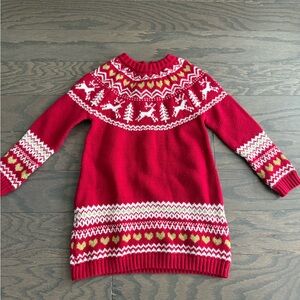 Cynthia Rowley Sweater Dress size 24 months 2 Red white Long Sleeve reindeer